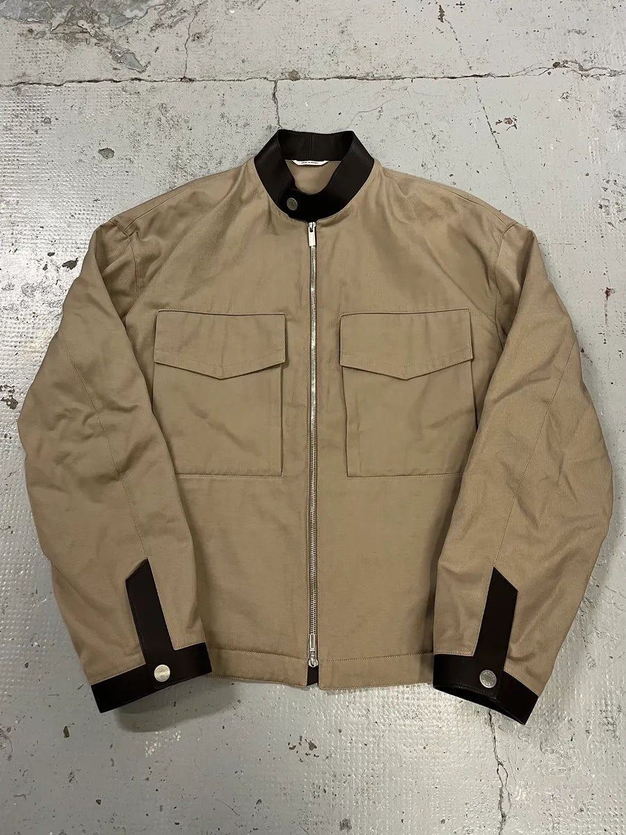 Hermès Brown Leather Constrast Beige Modern Classy Jacket wWhctzP 0