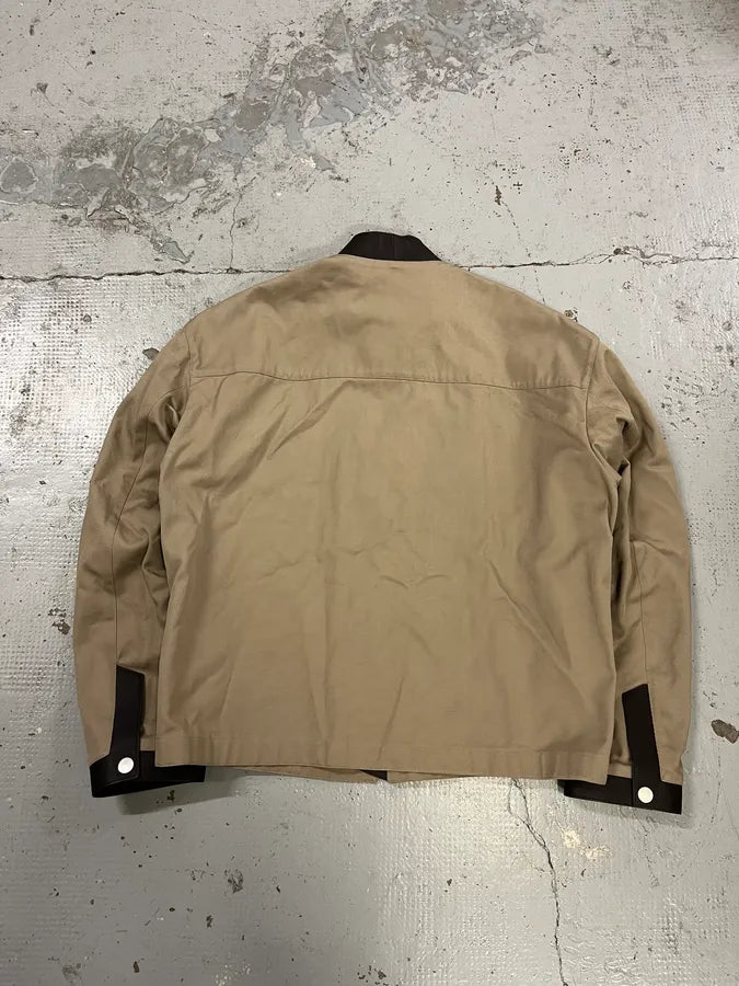 Hermès Brown Leather Constrast Beige Modern Classy Jacket wWhctzP 7