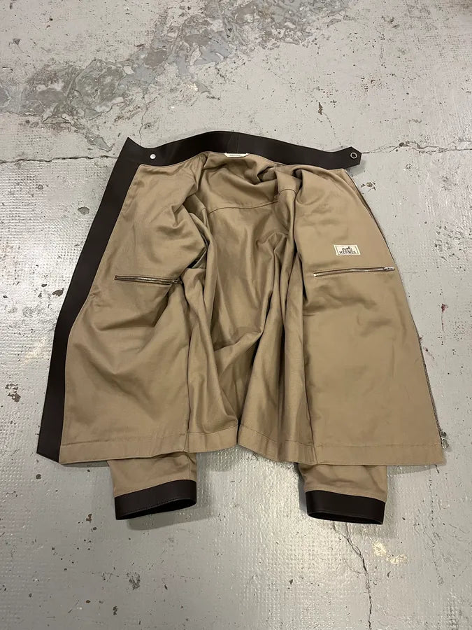 Hermès Brown Leather Constrast Beige Modern Classy Jacket wWhctzP 8