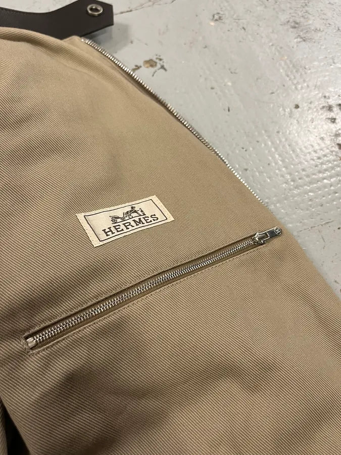 Hermès Brown Leather Constrast Beige Modern Classy Jacket wWhctzP 9