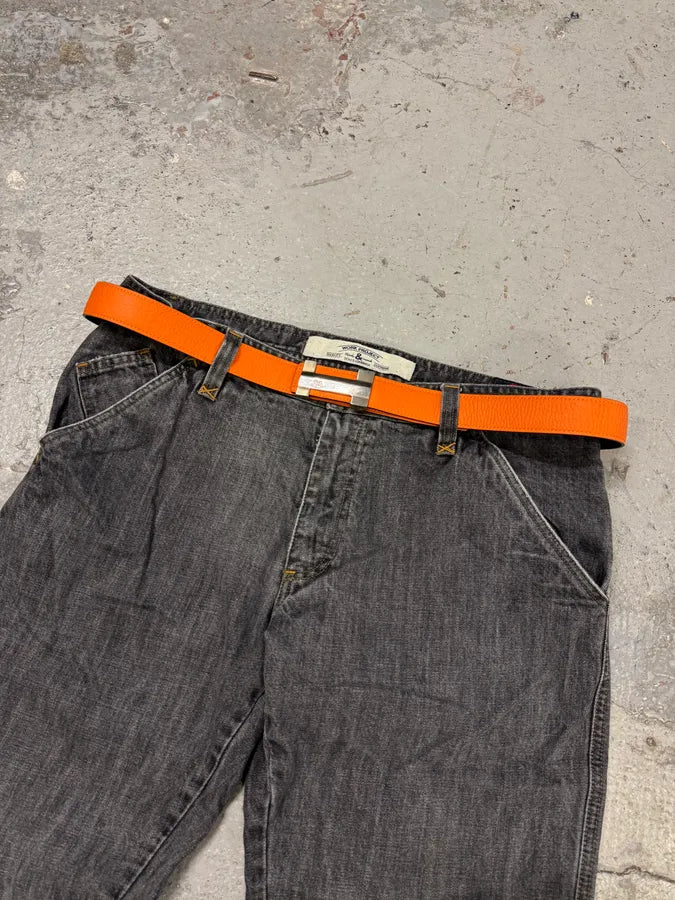 Hermès H Orange & Black Leather Belt DEgaWAC 0