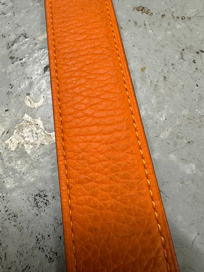 Hermès H Orange & Black Leather Belt DEgaWAC 4