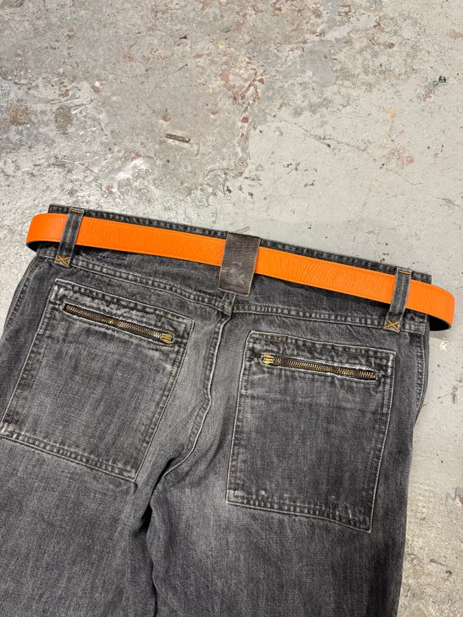 Hermès H Orange & Black Leather Belt DEgaWAC 6