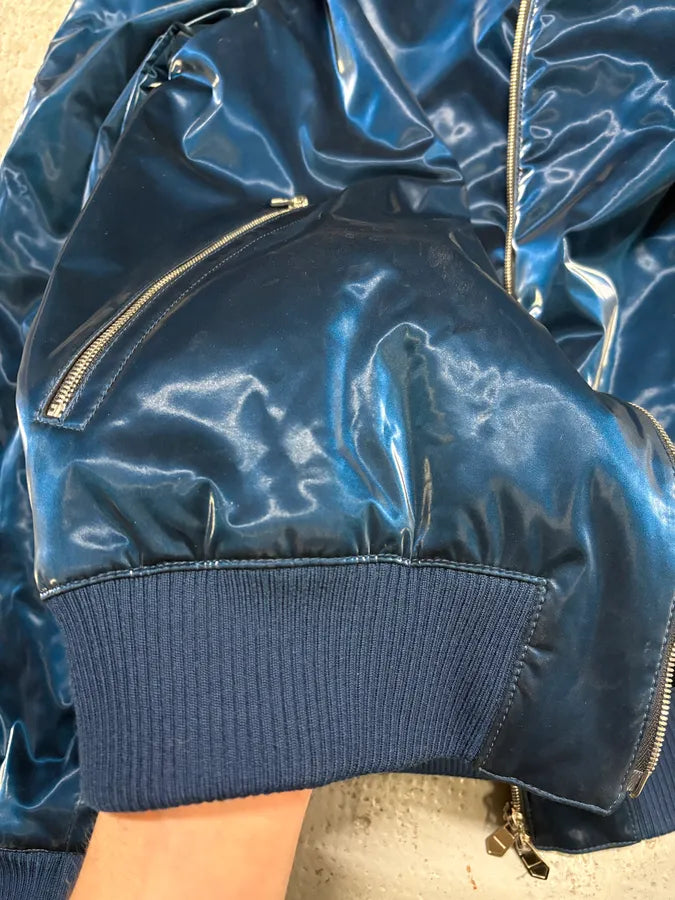 Hermès Metallic Blue Nylon Bomber Jacket pnncsJa 8