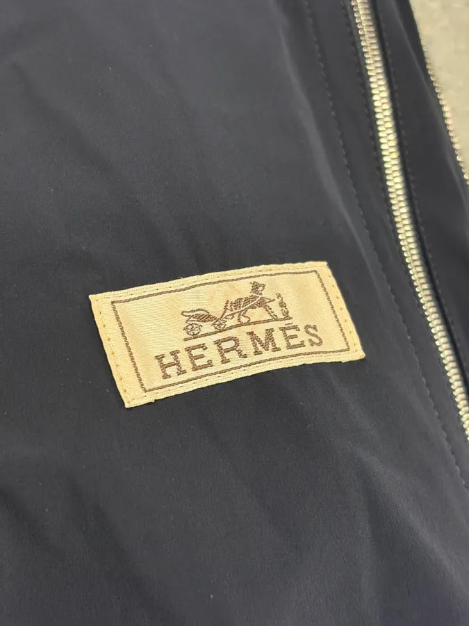 Hermès Metallic Blue Nylon Bomber Jacket pnncsJa 9