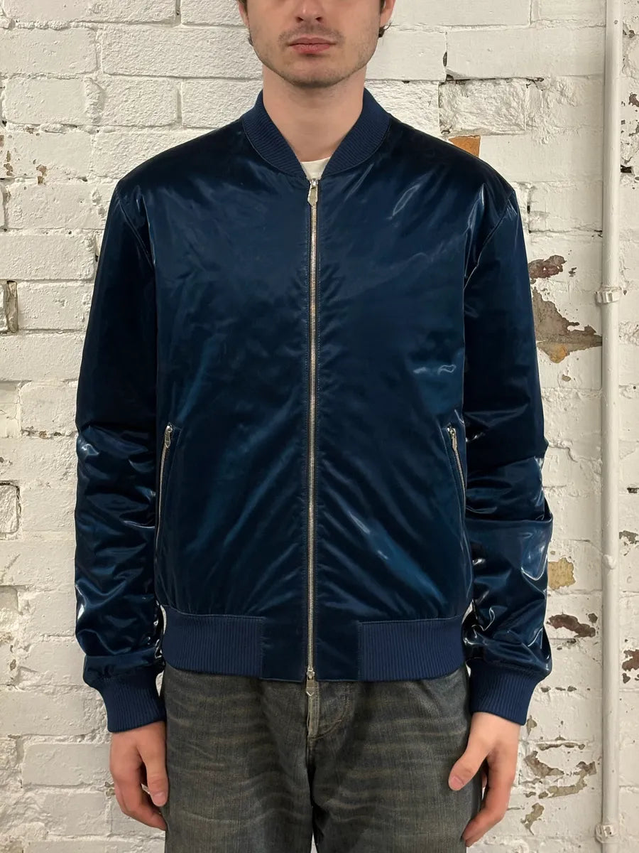 Hermès Metallic Blue Nylon Bomber Jacket pnncsJa 1