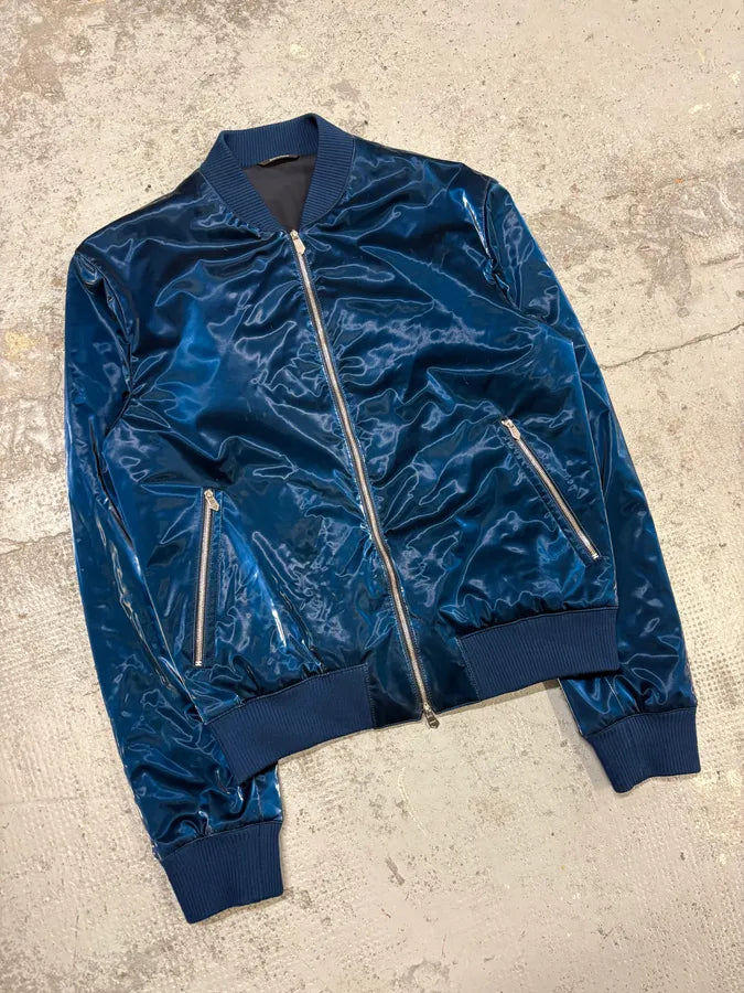 Hermès Metallic Blue Nylon Bomber Jacket pnncsJa 3