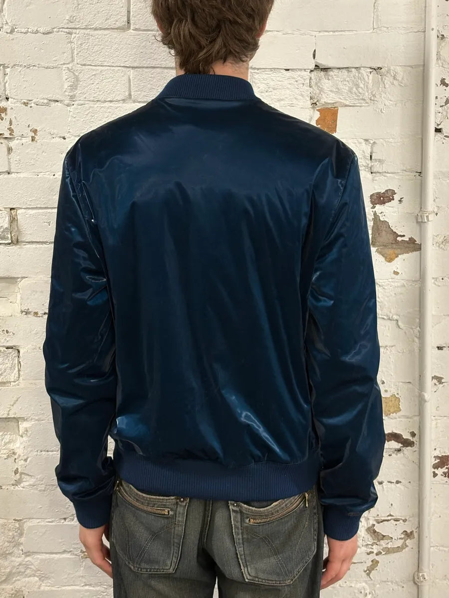 Hermès Metallic Blue Nylon Bomber Jacket pnncsJa 2