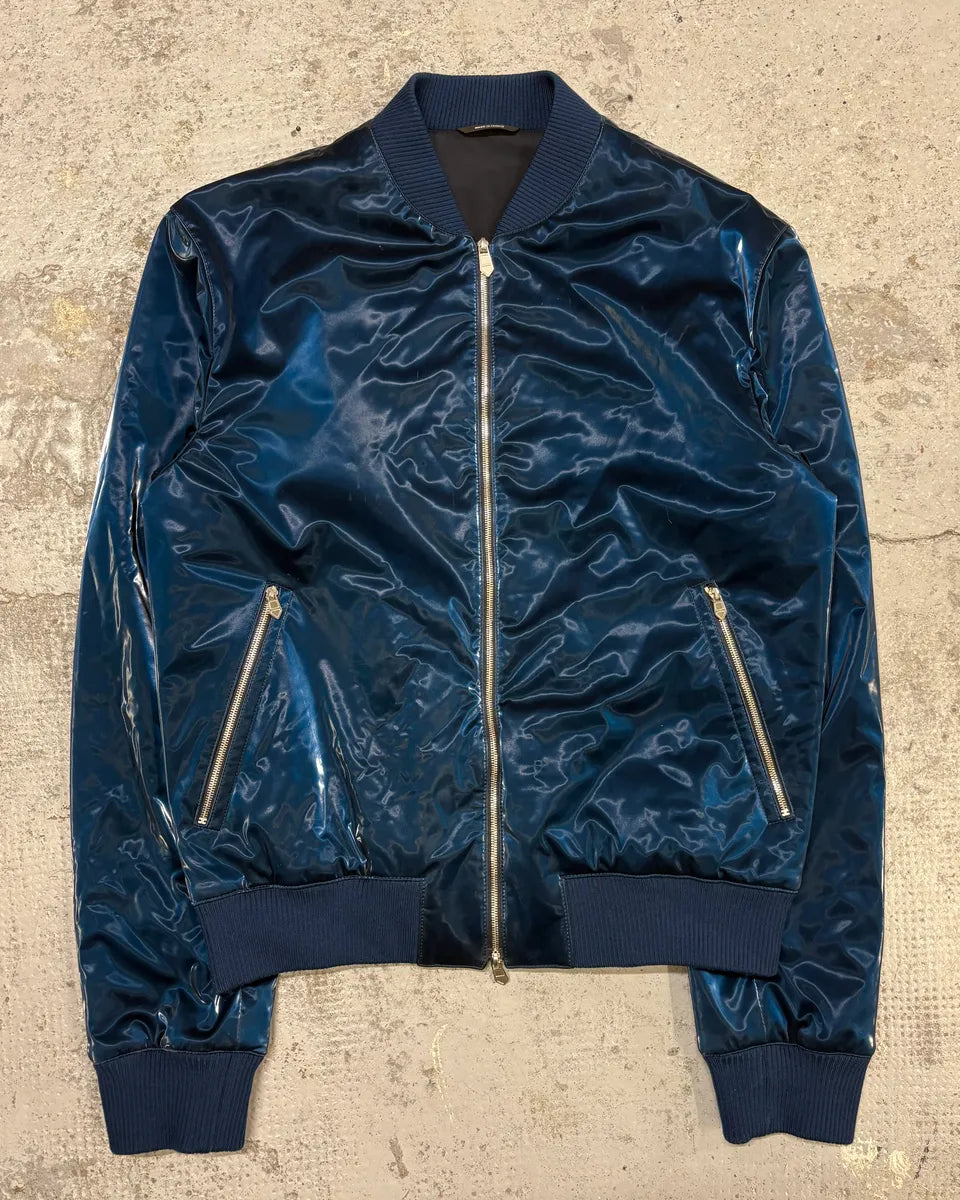 Hermès Metallic Blue Nylon Bomber Jacket pnncsJa 0