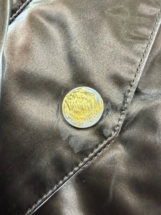 Hermès Mettalic Satin Brown Reverse Hooded Zip-up Jacket frswPwq 14