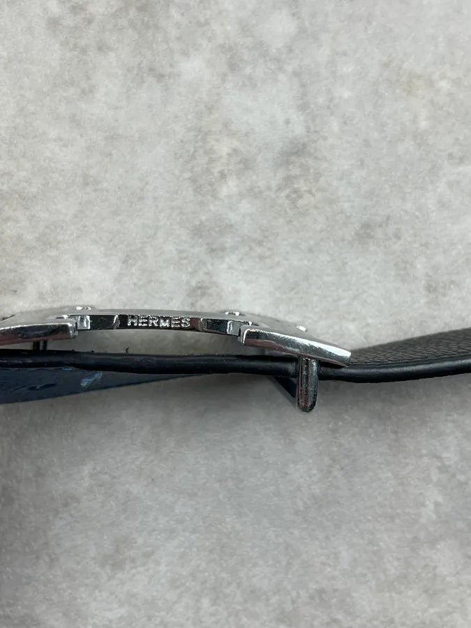 Hermès Navy Leather Reversible H-Buckle Belt ldGeGoX 8