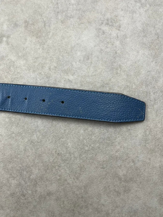 Hermès Navy Leather Reversible H-Buckle Belt ldGeGoX 9