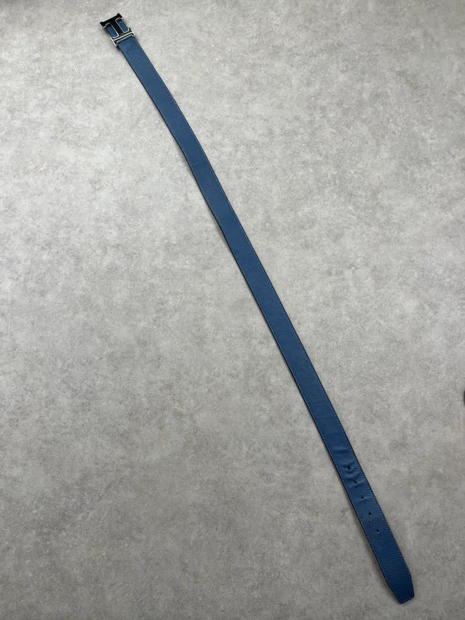 Hermès Navy Leather Reversible H-Buckle Belt ldGeGoX 10