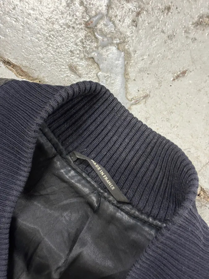Hermès Navy Ribbed Texture Premium Leather Bomber Jacket  zgQUDfX 4