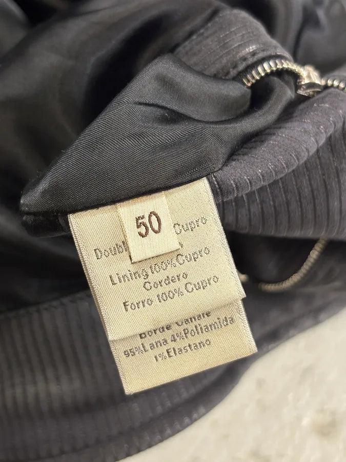Hermès Navy Ribbed Texture Premium Leather Bomber Jacket  zgQUDfX 9