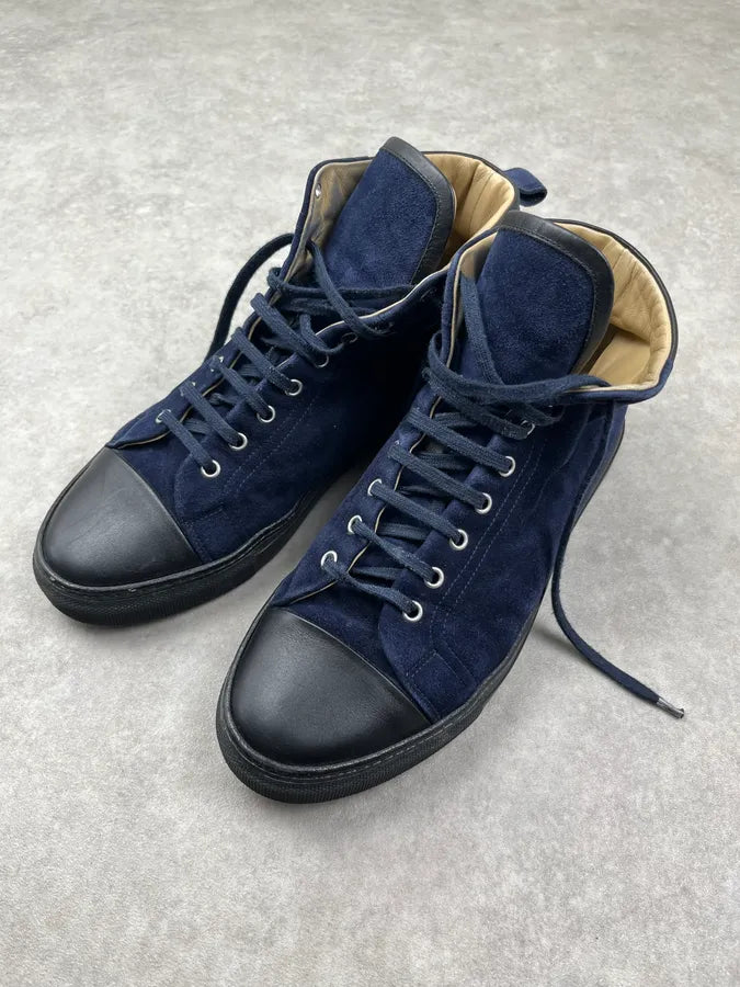 Hermès Navy Suede Leather High Sneakers XhdIQgy 2