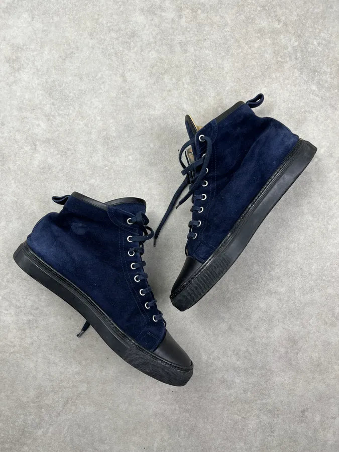 Hermès Navy Suede Leather High Sneakers XhdIQgy 4
