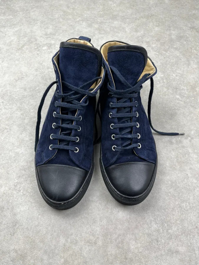 Hermès Navy Suede Leather High Sneakers XhdIQgy 1
