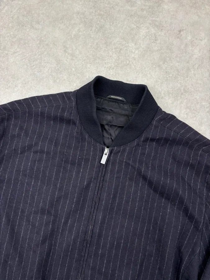 Hermès Navy Wool Pinstripe Bomber Jacket bdQusNC 3
