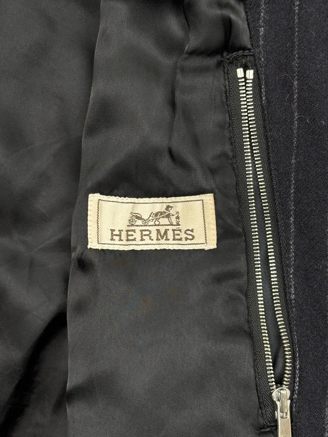 Hermès Navy Wool Pinstripe Bomber Jacket bdQusNC 8