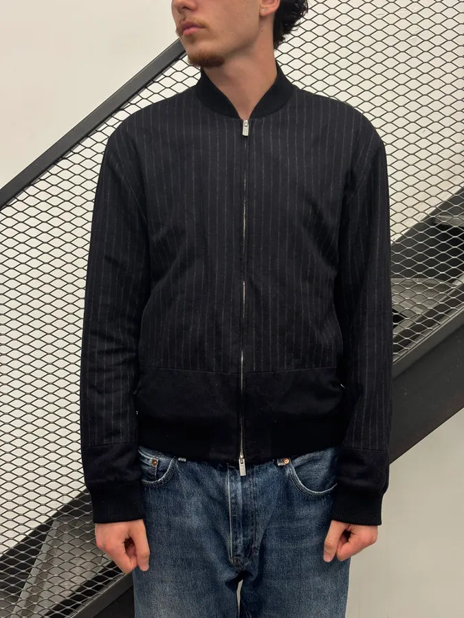 Hermès Navy Wool Pinstripe Bomber Jacket bdQusNC 1