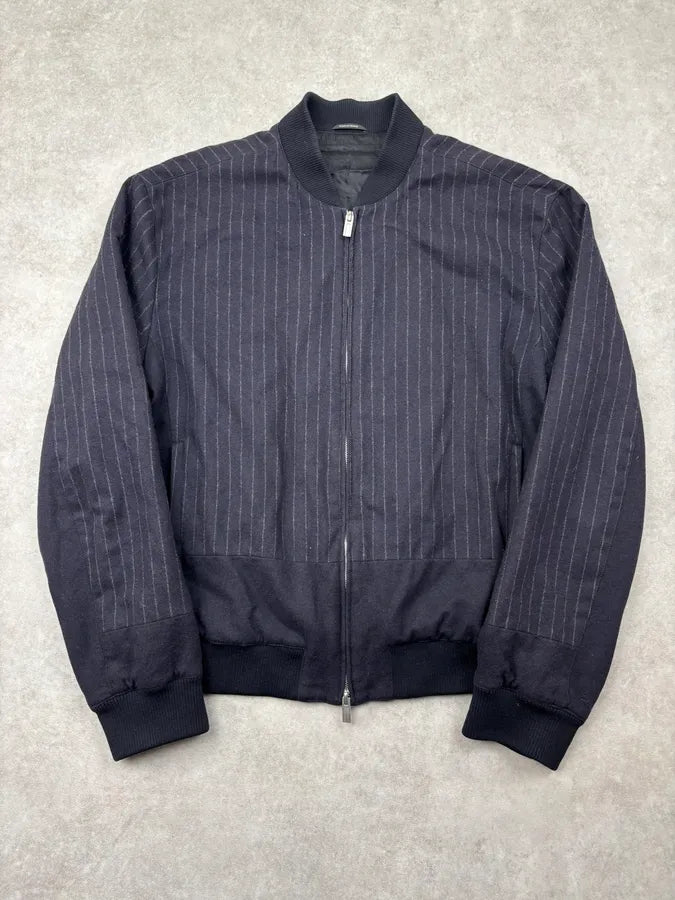 Hermès Navy Wool Pinstripe Bomber Jacket bdQusNC 0