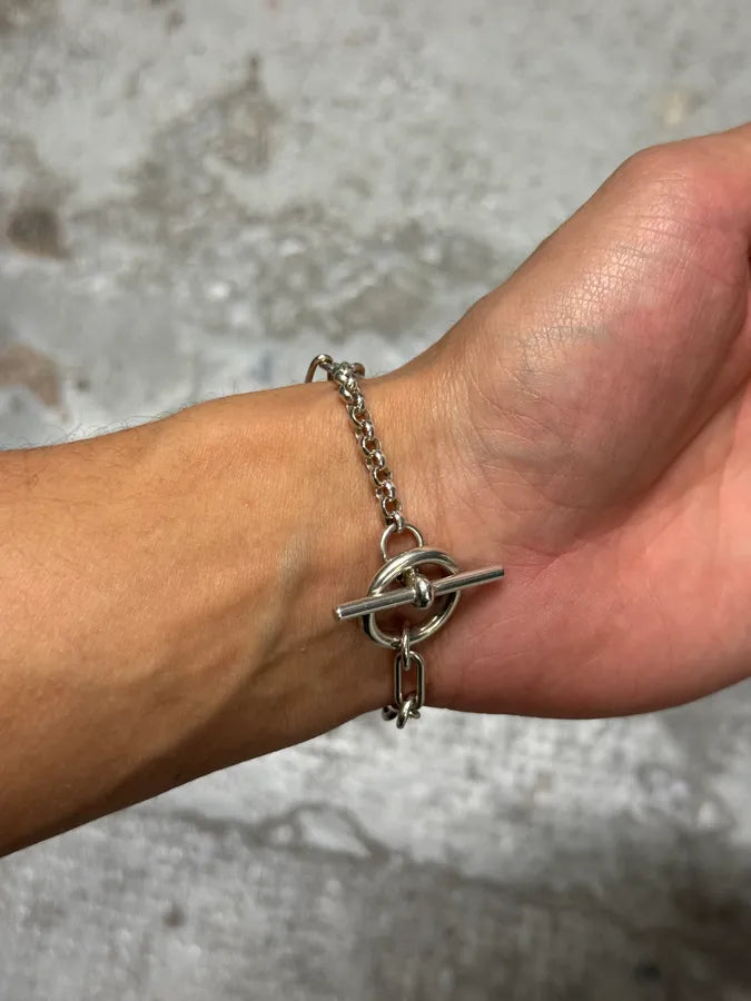 Hermès Punk Sterling Silver Chain Toggle Closure Bracelet plSZvEf 2