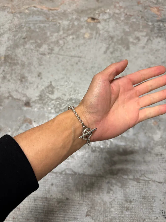 Hermès Punk Sterling Silver Chain Toggle Closure Bracelet plSZvEf 4