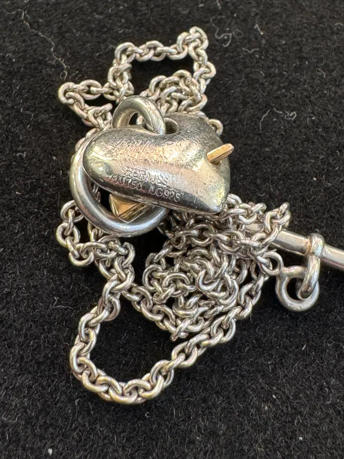 Hermès Silver 925 Broken Heart Pendant Signature Necklace (OS) NdjXUbF 11