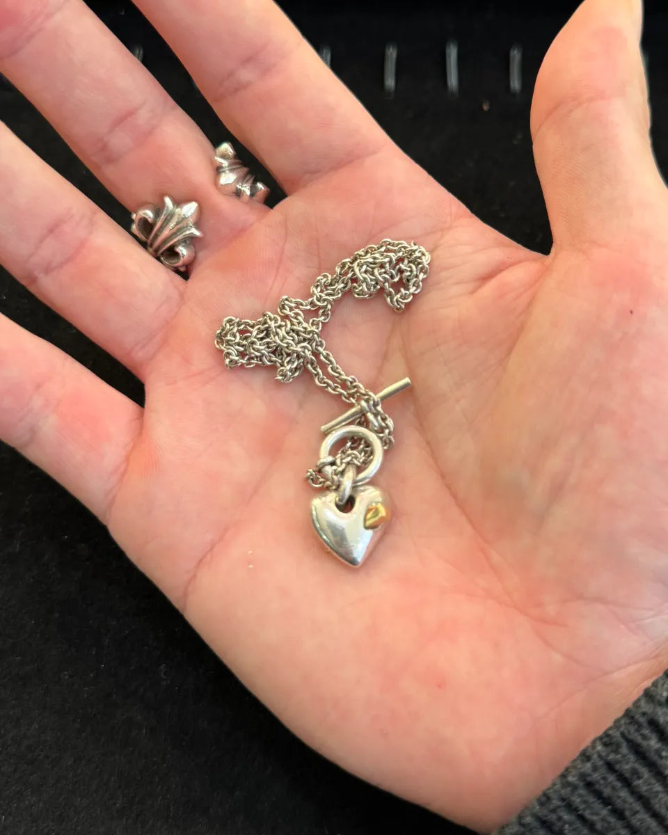 Hermès Silver 925 Broken Heart Pendant Signature Necklace (OS) NdjXUbF 3