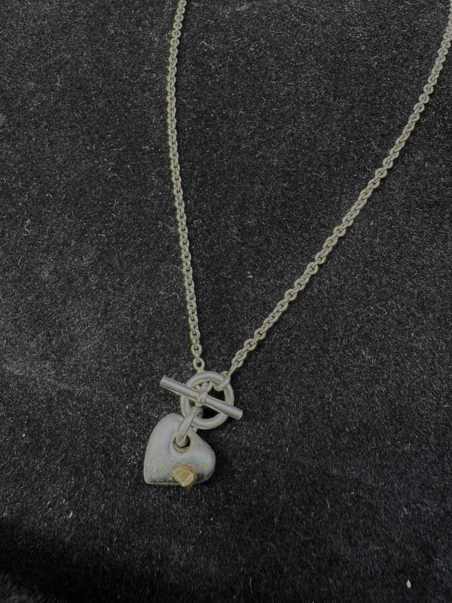 Hermès Silver 925 Broken Heart Pendant Signature Necklace (OS) NdjXUbF 4