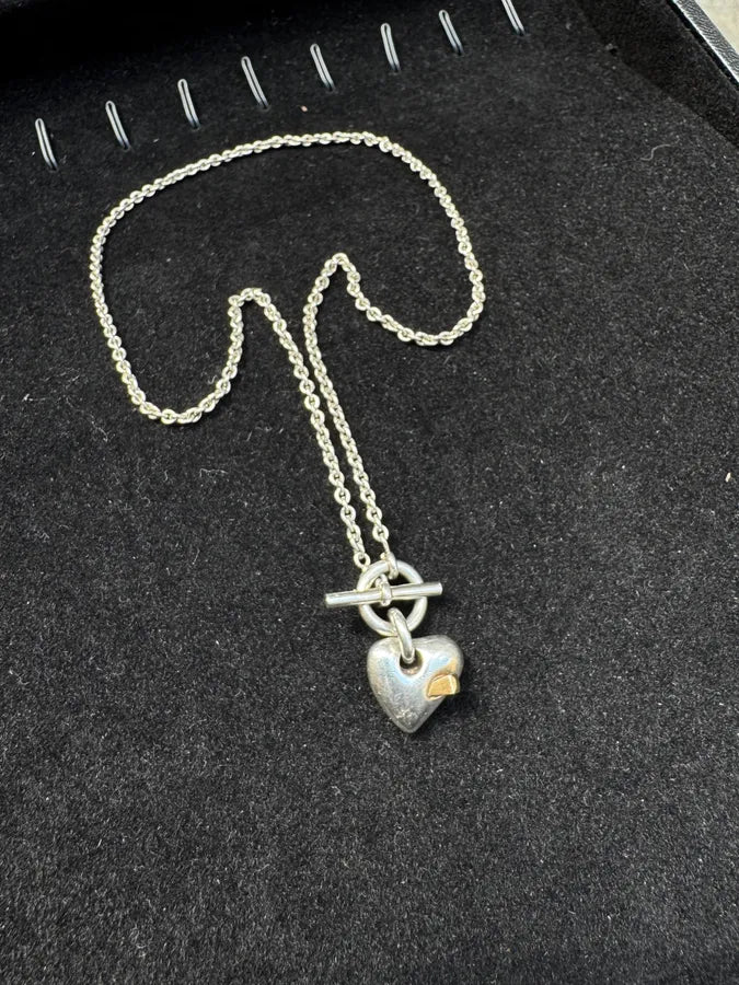 Hermès Silver 925 Broken Heart Pendant Signature Necklace (OS) NdjXUbF 7