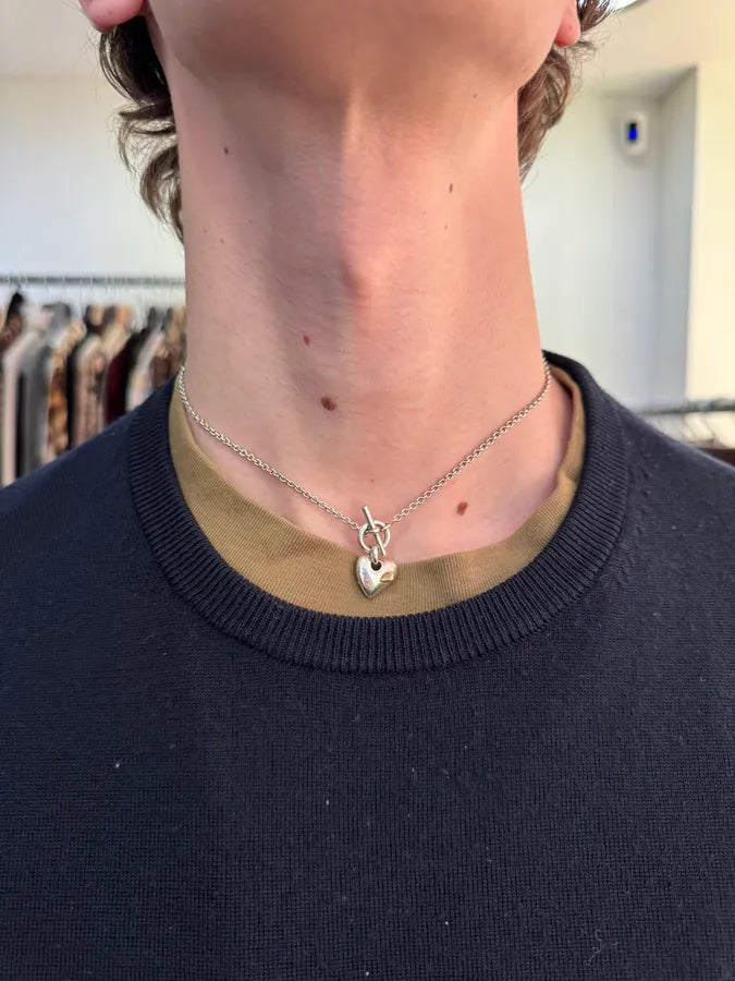 Hermès Silver 925 Broken Heart Pendant Signature Necklace (OS) NdjXUbF 8