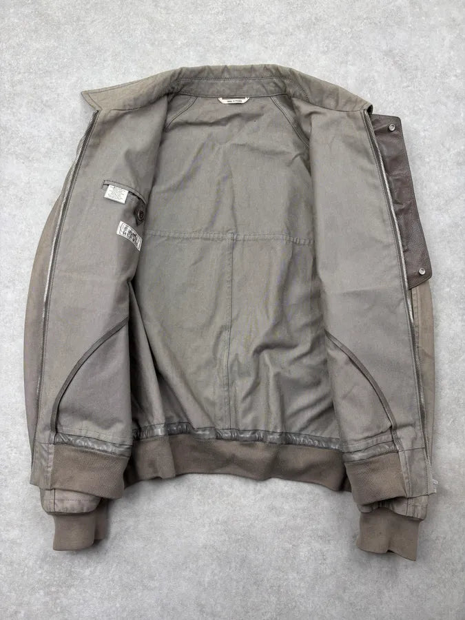Hermès Taupe Canvas Leather Aviator Hybrid Jacket PbeqLhO 6