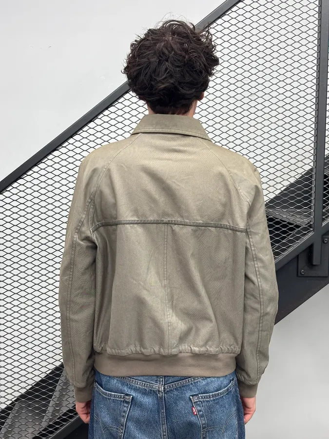 Hermès Taupe Canvas Leather Aviator Hybrid Jacket PbeqLhO 1