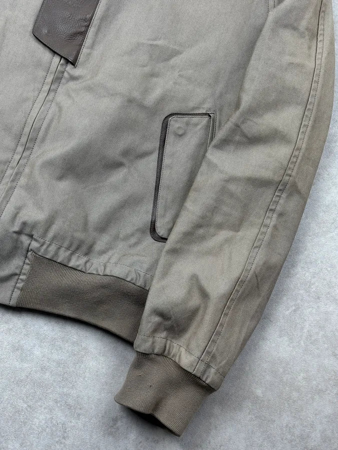 Hermès Taupe Canvas Leather Aviator Hybrid Jacket PbeqLhO 7