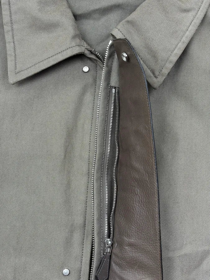Hermès Taupe Canvas Leather Aviator Hybrid Jacket PbeqLhO 8
