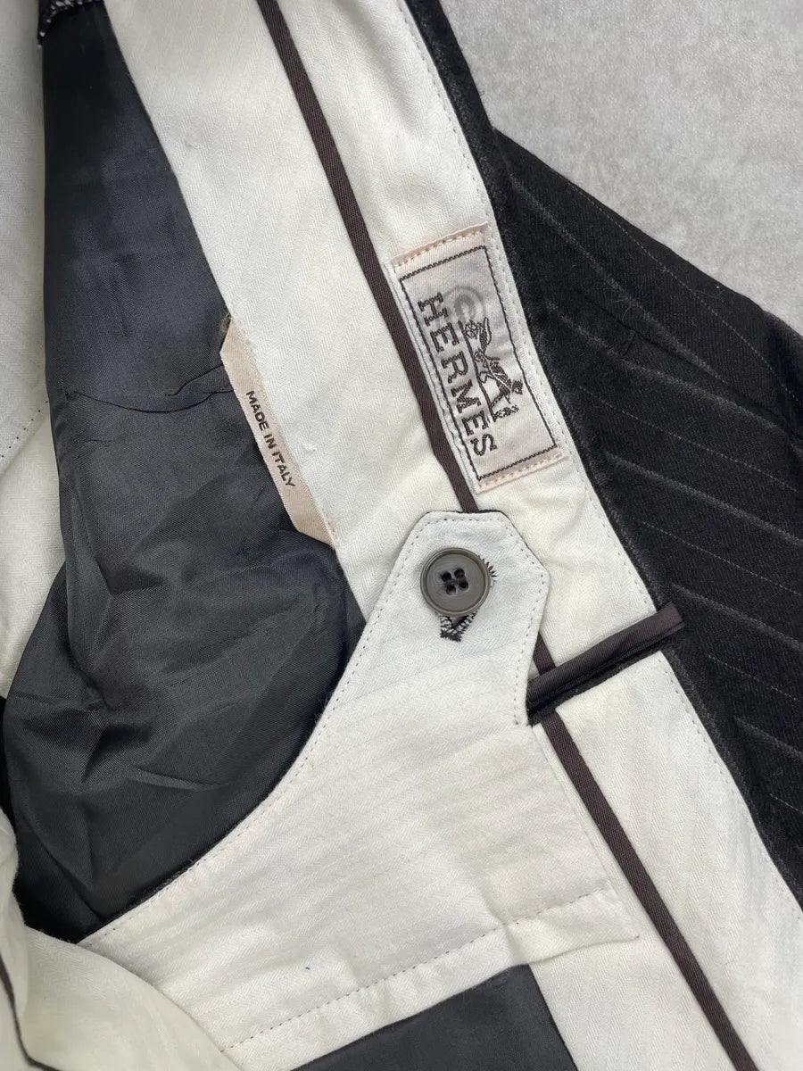 Hermès Wool Dark Grey Pinstripe Suit Pants jFNKapv 7