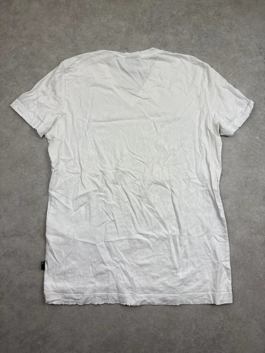 SS2010 Cavalli White Leopard Graphic V-Neck T-Shirt hiyrXvpt 4