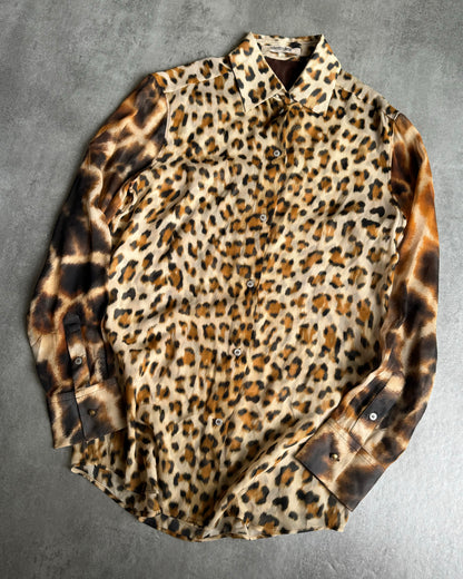 AW2000 Roberto Cavalli Silk Leopard Fire Magma Shirt (S) - 6