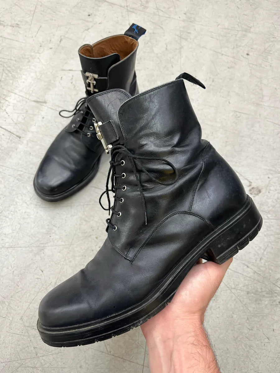 Cesare Paciotti Daggeer Black Leather Combat Boots hjRhadop 0