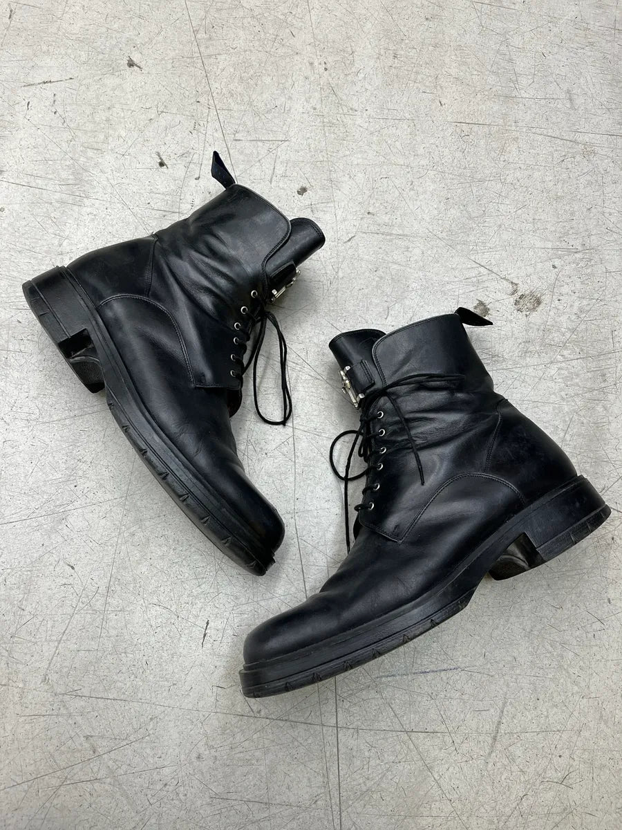 Cesare Paciotti Daggeer Black Leather Combat Boots hjRhadop 1