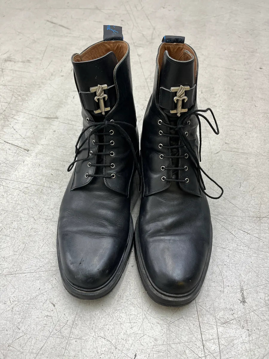 Cesare Paciotti Daggeer Black Leather Combat Boots hjRhadop 3