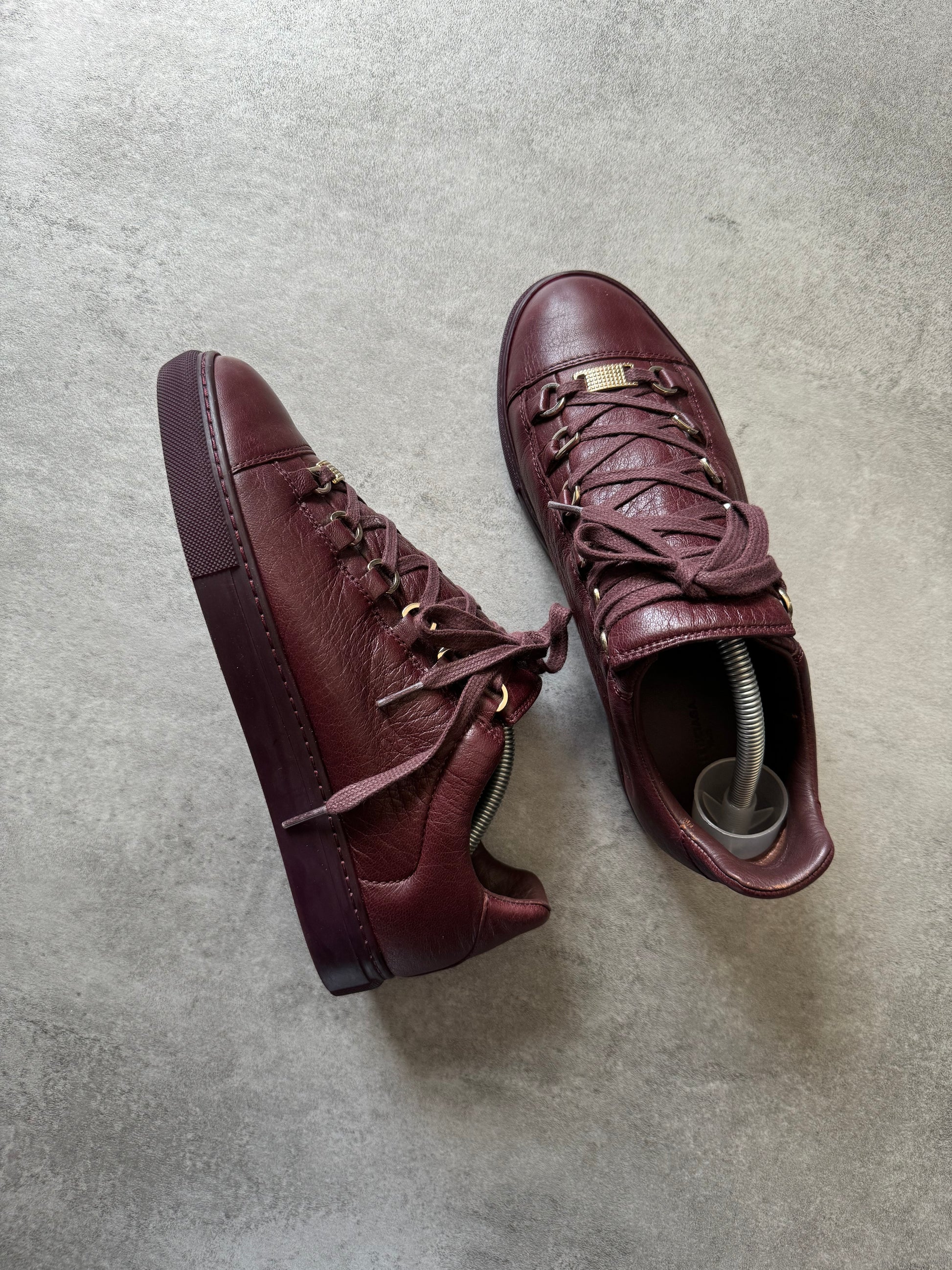 Balenciaga Arena Low Bordeaux Leather Shoes  (39) - 4