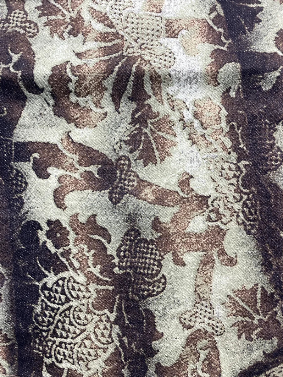 AW2002 Roberto Cavalli Olive Brown Denim Baroque Floral Bootcut Pants hkKXTqup 6