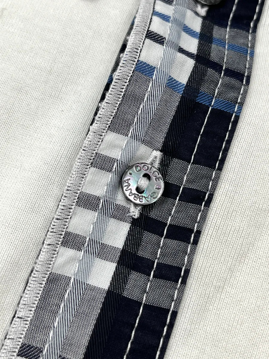 SS2011 Dolce & Gabbana White Checked Collar Embroidery Polo hltkhiOd 8