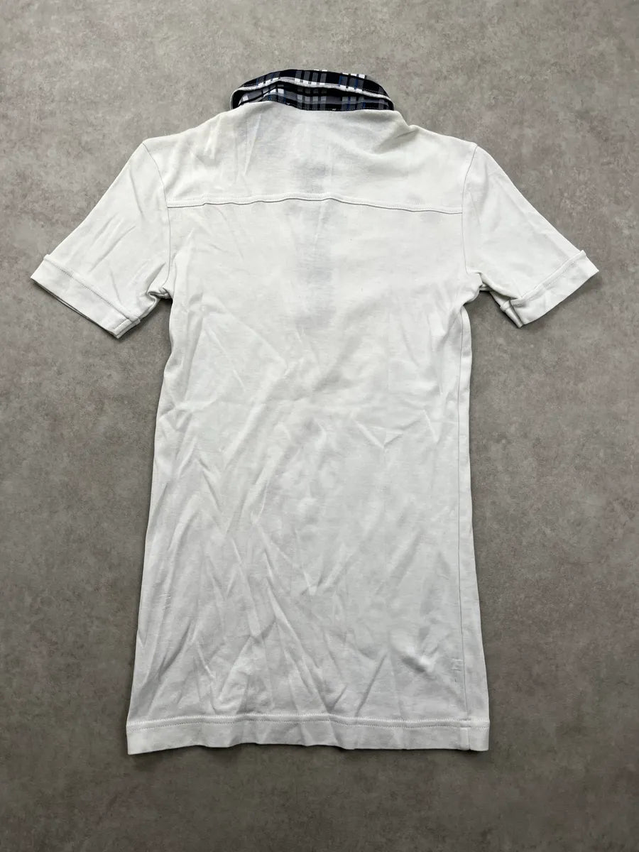 SS2011 Dolce & Gabbana White Checked Collar Embroidery Polo hltkhiOd 3