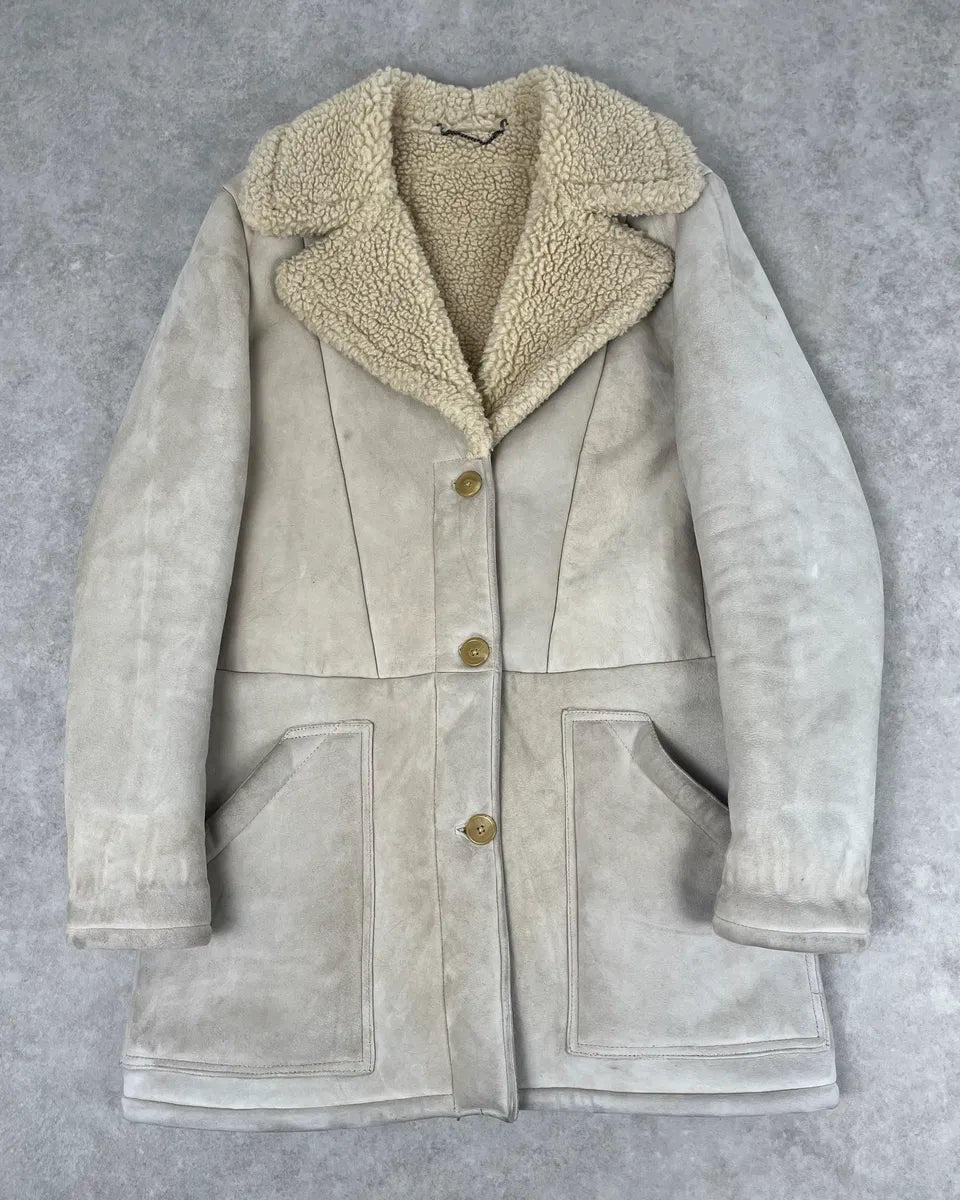 2012 Maison Margiela H&M Beige Leather Fur Coat eqJGopw 0