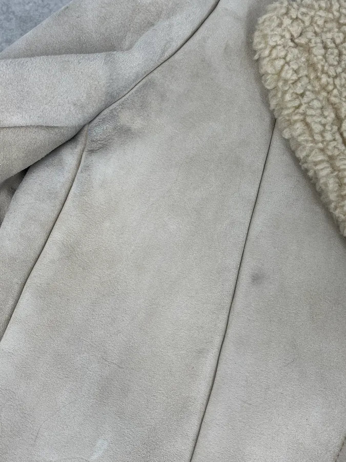 2012 Maison Margiela H&M Beige Leather Fur Coat eqJGopw 10