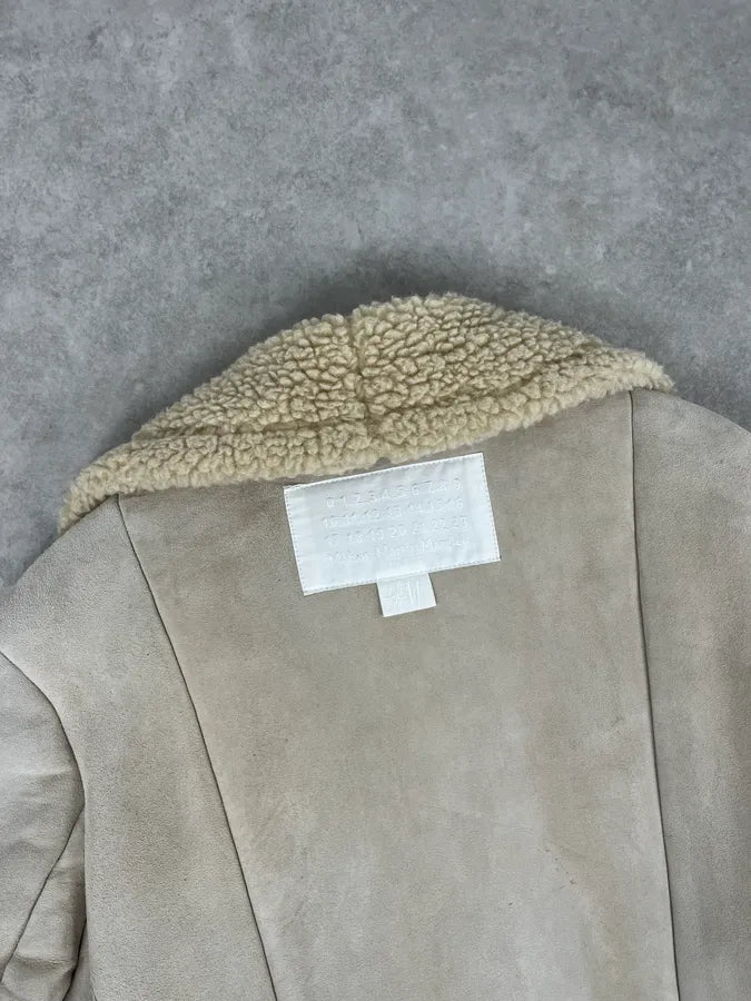 2012 Maison Margiela H&M Beige Leather Fur Coat eqJGopw 6